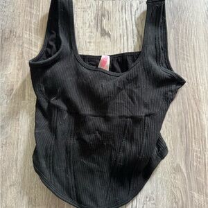 PINK Victoria's Secret Black Ribbed Top